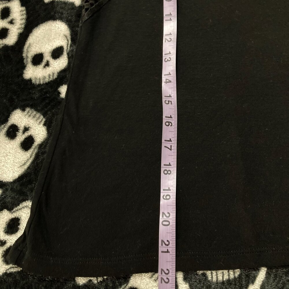 H&M Black geometric lace adorned black short-sleeve top ~ Goth XS SMALL shirt - Picture 6 of 12